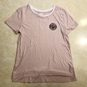Light Pink Short-sleeved Tee with Patch Detail